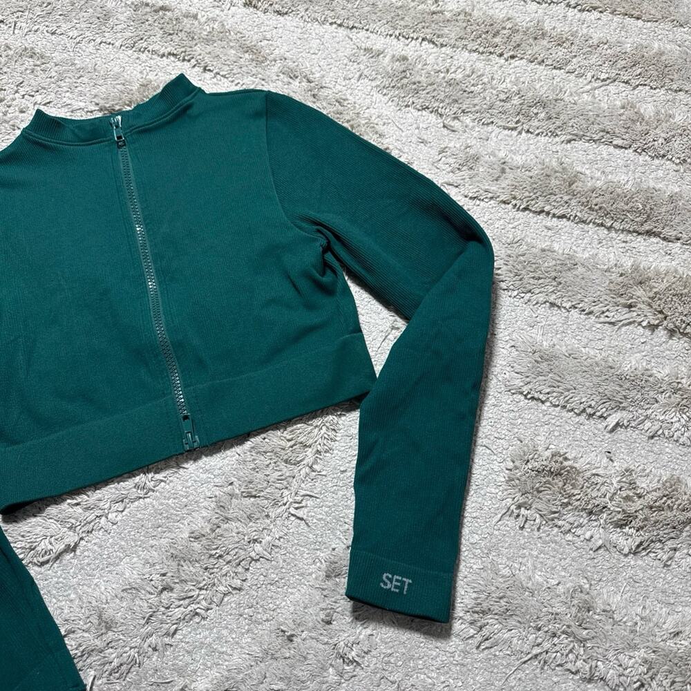SET ACTIVE Cropped Ribbed Zip Up Jacket - Picture 3 of 5